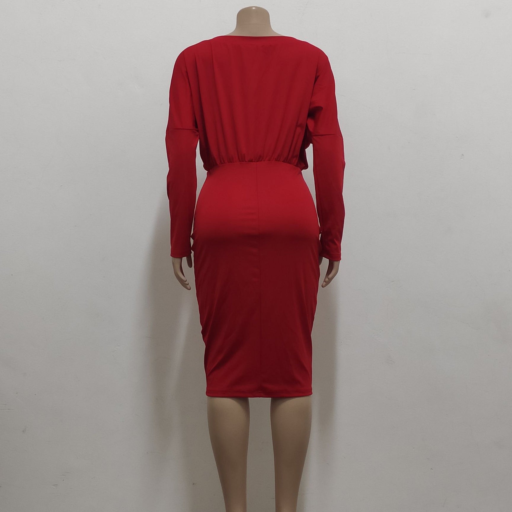 Sexy Fashion Solid Color Slash Shoulder Wrinkled Women's Dress 30