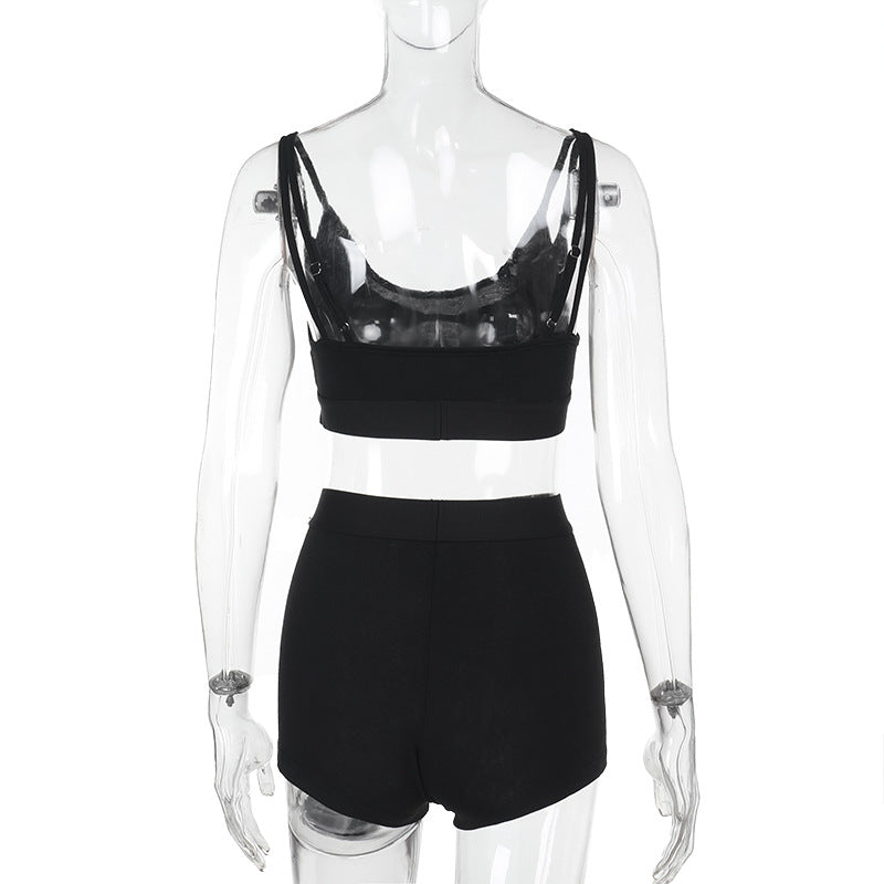 Women's Holiday Sports Vest Shorts Two Piece Set 11