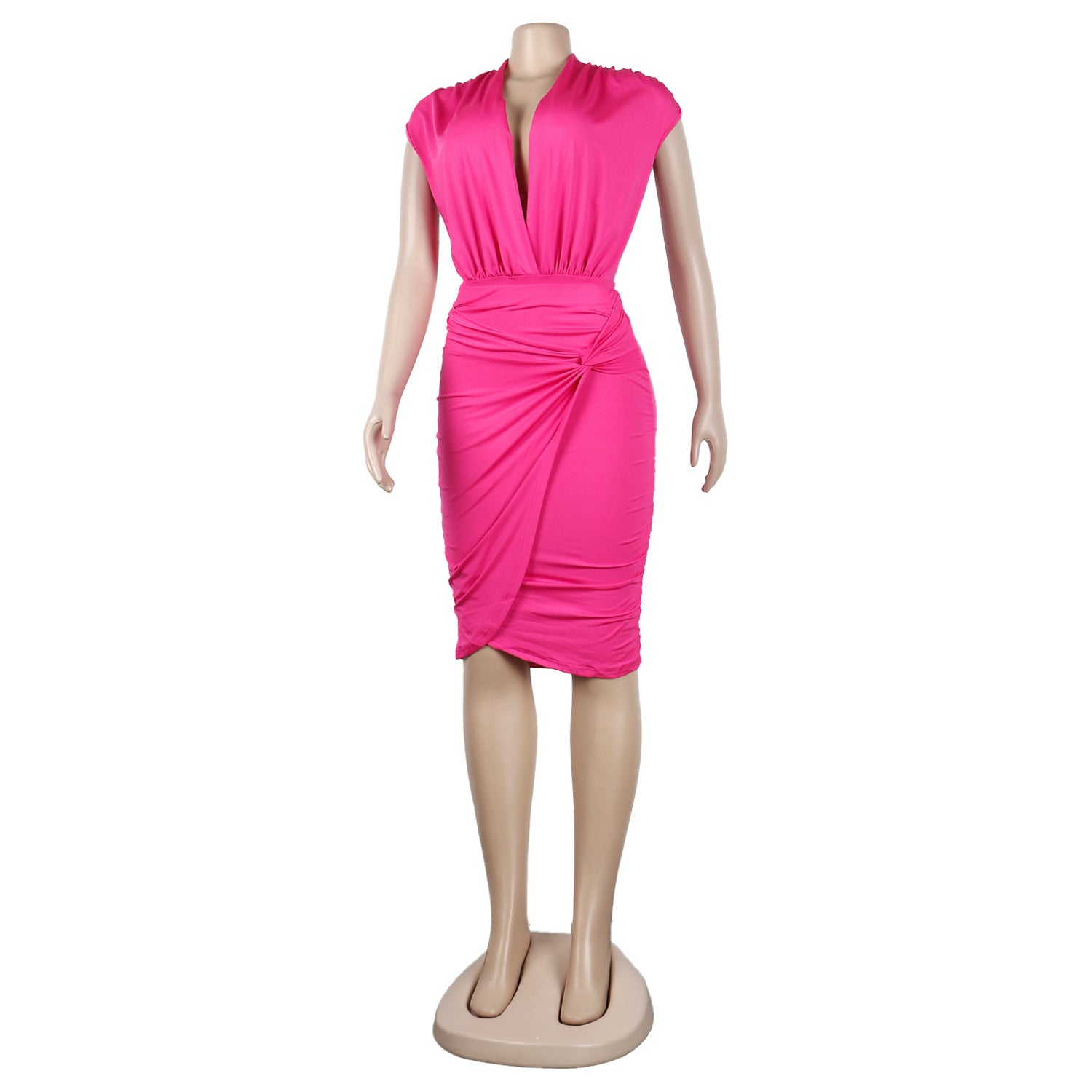 Sexy Solid Deep V-Neck Sleeveless Bodysuit And Skirt Two-Piece Nightclub Dress 28