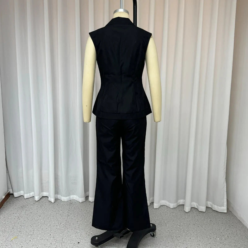 Women summer Solid vest and trousers two-piece set 5