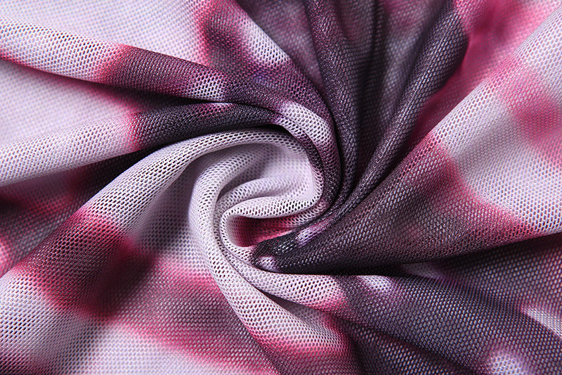 Women Butterfly Print Ribbon Short-Sleeved Dress 15