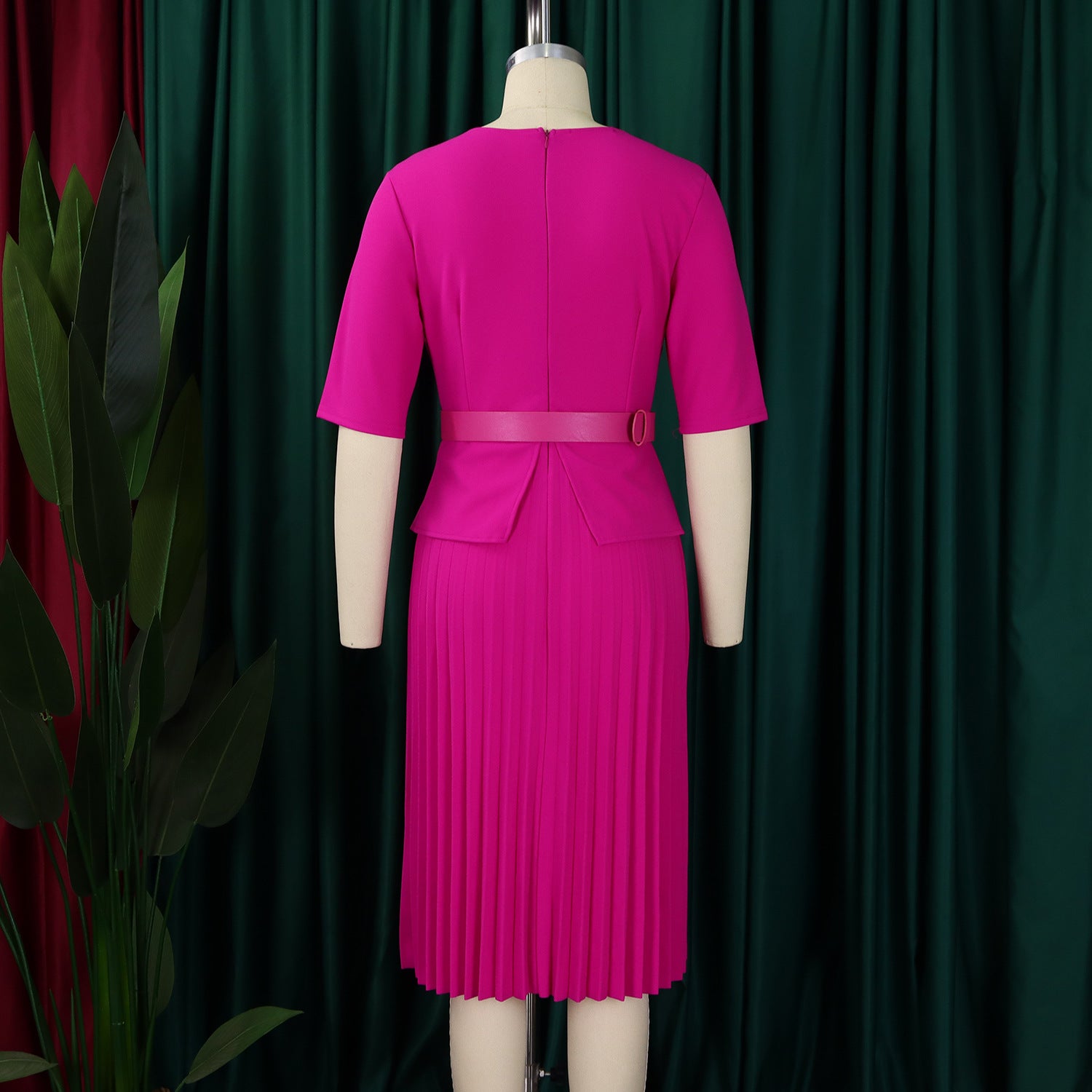 Plus Size Women v-neck pleated African dress 12