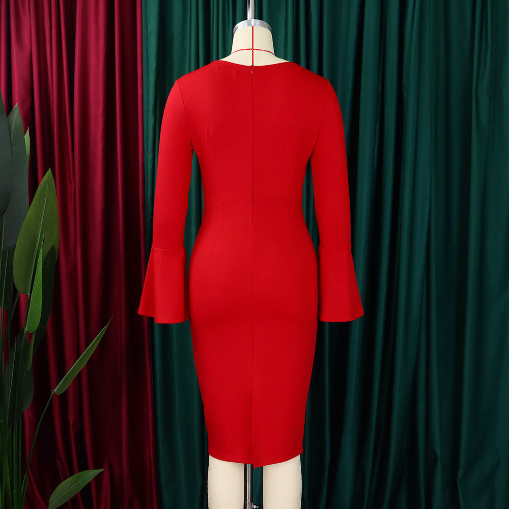 Women's Autumn Fashion Chic Elegant Africa Plus Size Bodycon Dress 12