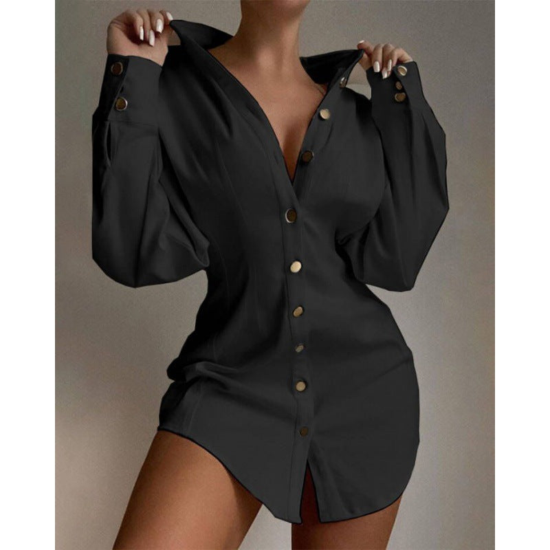 Fall Fashion Print Slim Waist Button Blouse Long Sleeve Shirt 11