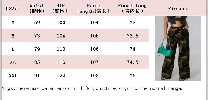 Women Cargo Casual camouflage pocket zipper trousers 9