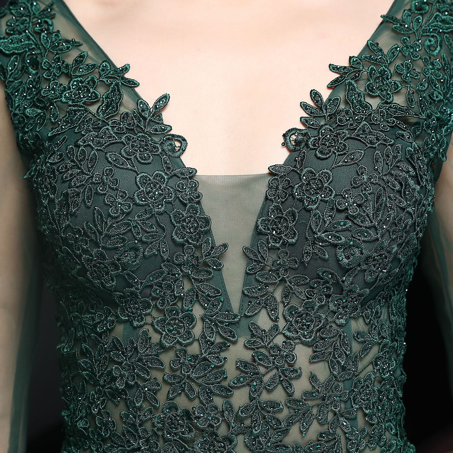 Autumn Occasional Formal Lace Upper V-Neck Mermaid Evening Dress 29