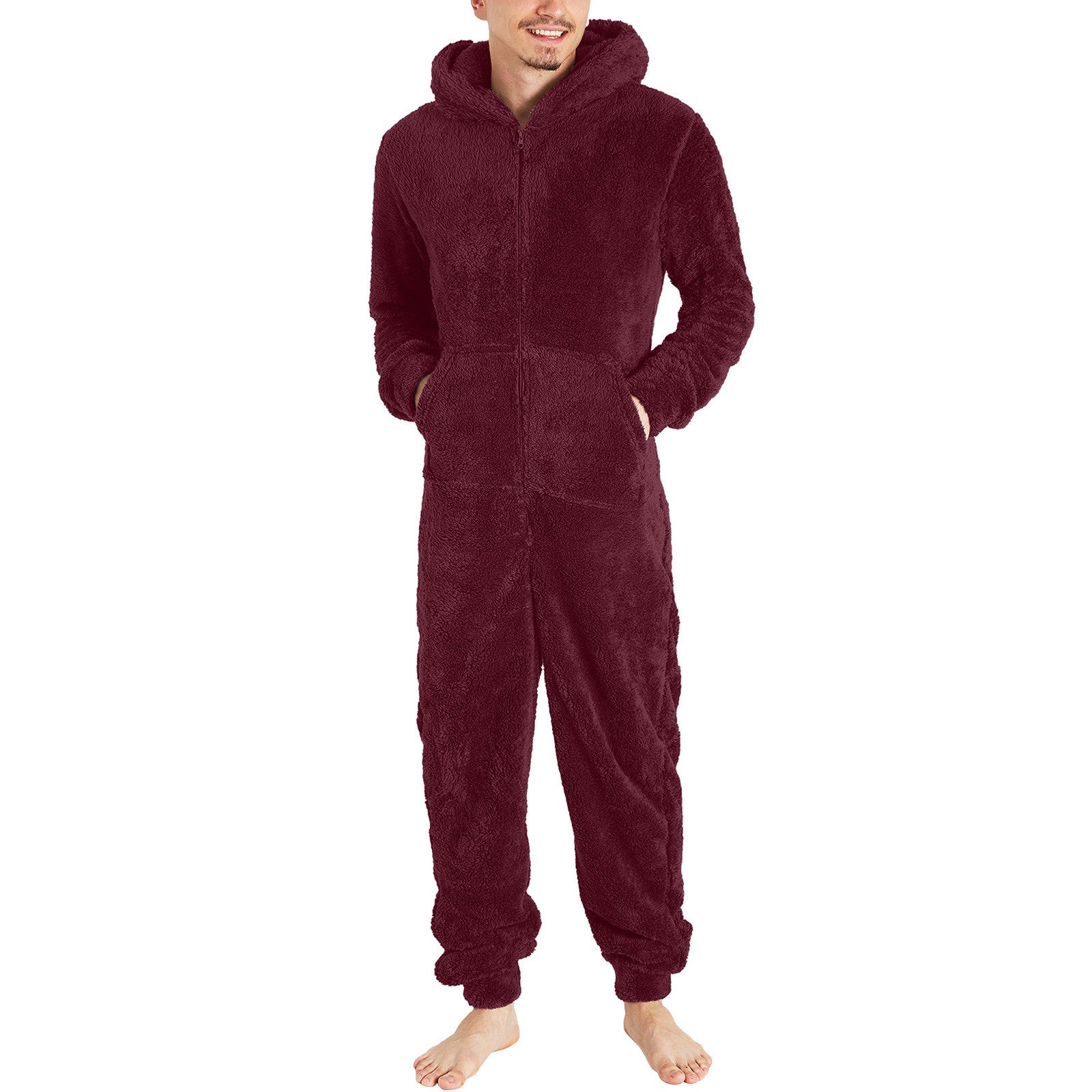 Men's Couple's Zippered Fleece Jumpsuit Thermal Pajamas 11