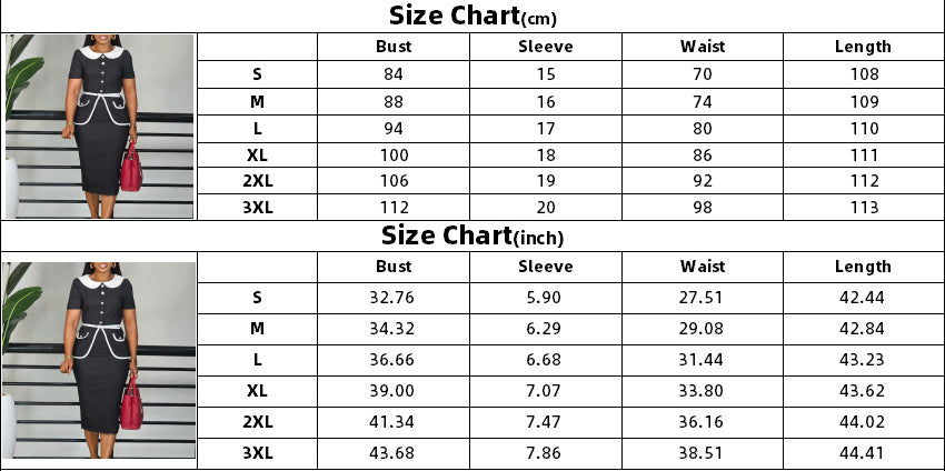 Women's summer short-sleeved fashionable Chic Ol color-blocked high-waisted African dress 9