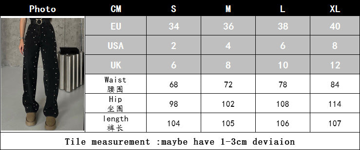 Women beaded black washed stretchy denim pant 7