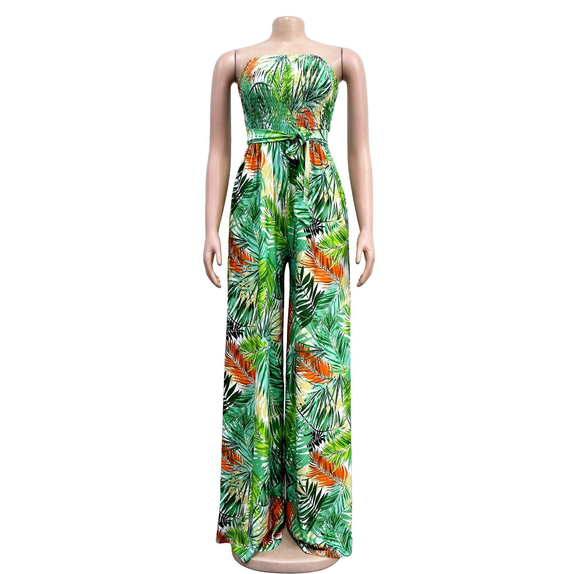 Ladies Fashion Floral Print Sleeveless Collar Jumpsuit 13