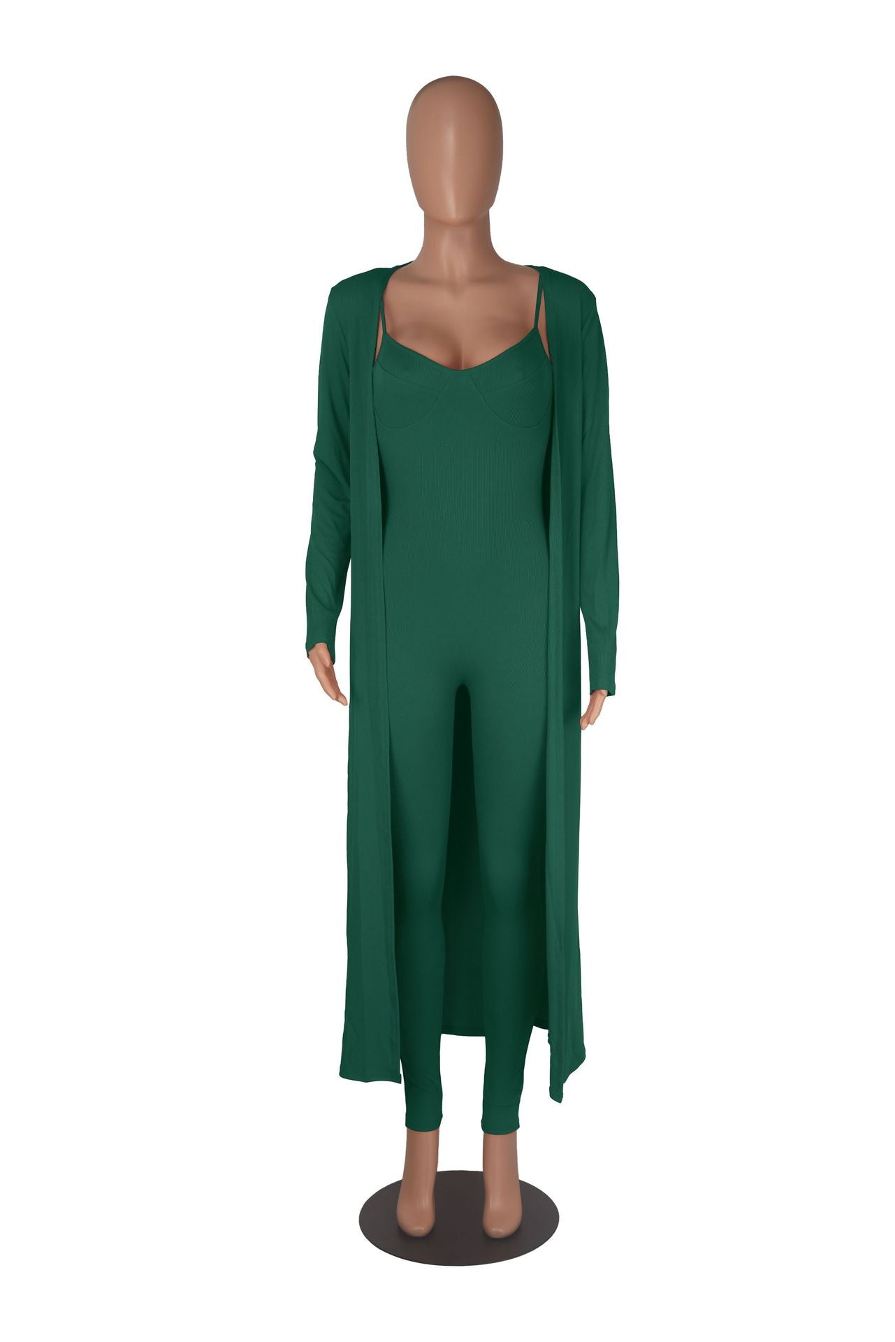 Fall Women'S Fashion Straps Jumpsuit + Casual Fall Loose Long Sleeves Cardigan 14