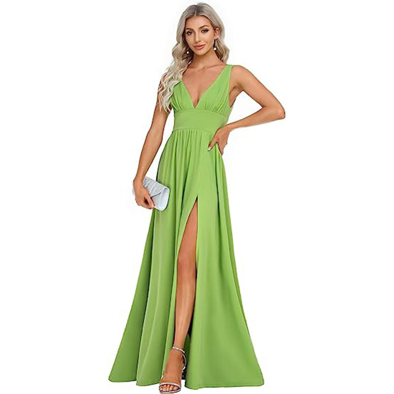 Women Sexy V Neck Party Maxi Evening Dress（Processing time need 3-6 days）