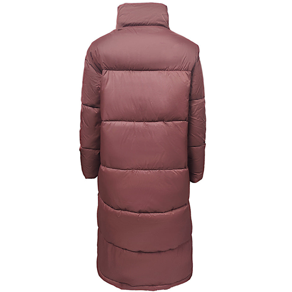 Winter Women Cotton-padded long Jacket Women Fashion Zipper Solid Color Warm Coat 12