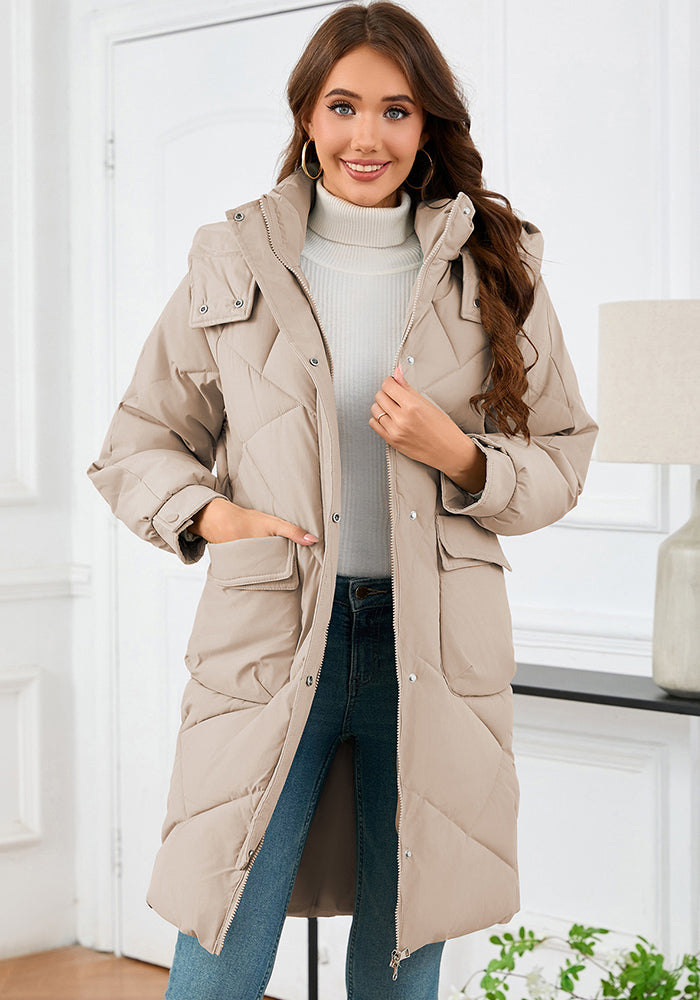 Women Stand Collar hooded long-sleeved jacket