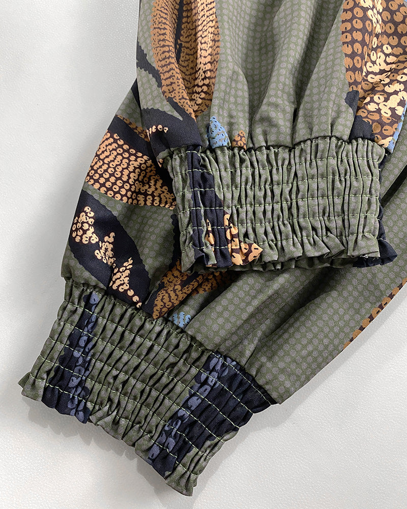 Summer Round Neck Half-Sleeve Vintage Printed Dress 6