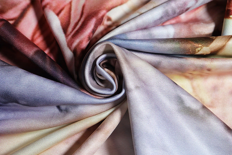 Women Round Neck See-Through Long Sleeve Character Print Bodysuit and Mini Skirt Two-Piece Set 18