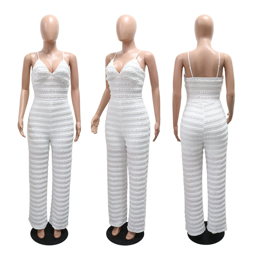 Sleeveless Strappy Wide-Leg Solid Color Slimming Jumpsuit for Women 6