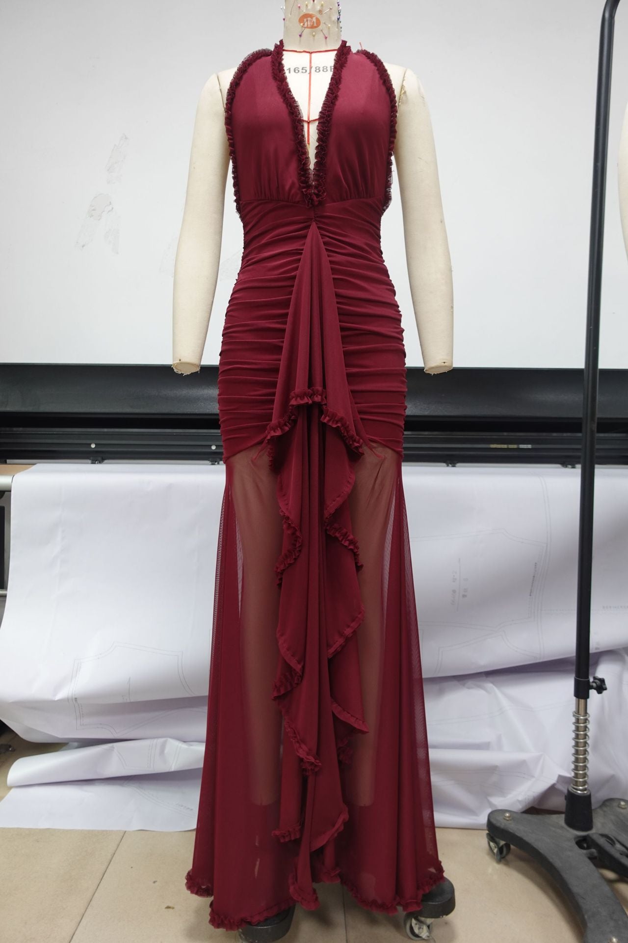 Women Sexy Stretch Suspender Solid V-Neck Dress 7