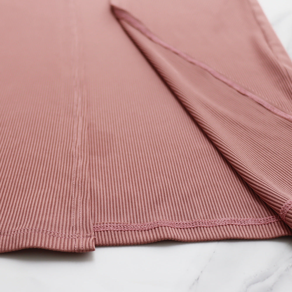 Women Ruffle Sleeve Crop V-Neck Top and Slit Bodycon Skirt Two-Piece Set 18