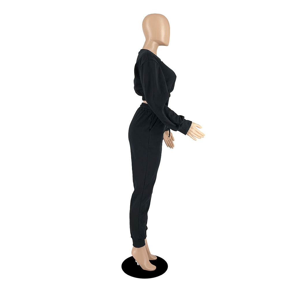 Women's Fall/Winter 22 Round Neck Loose Basic Solid Japanese Hoodies Set 15