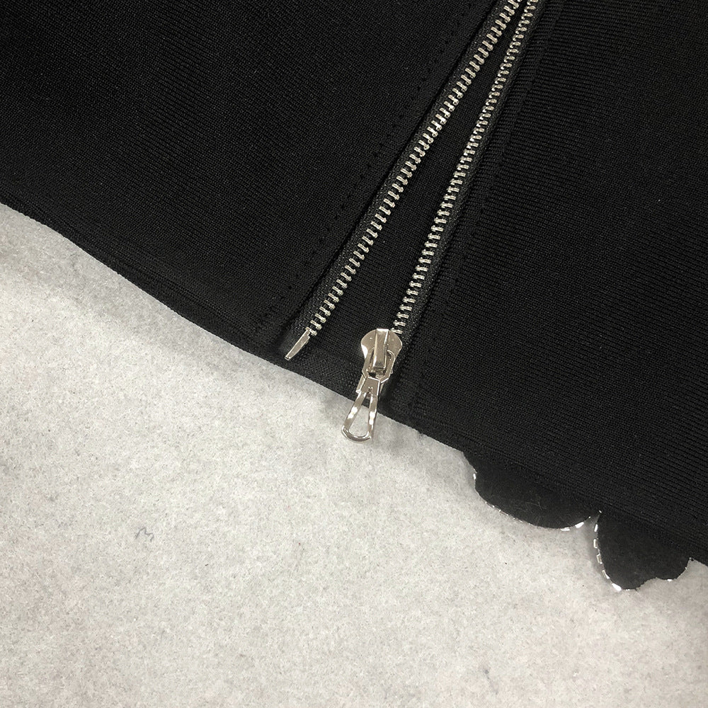 Women Sexy Elegant Beaded Long Sleeve Top and Long SkirtTwo Piece Set 13