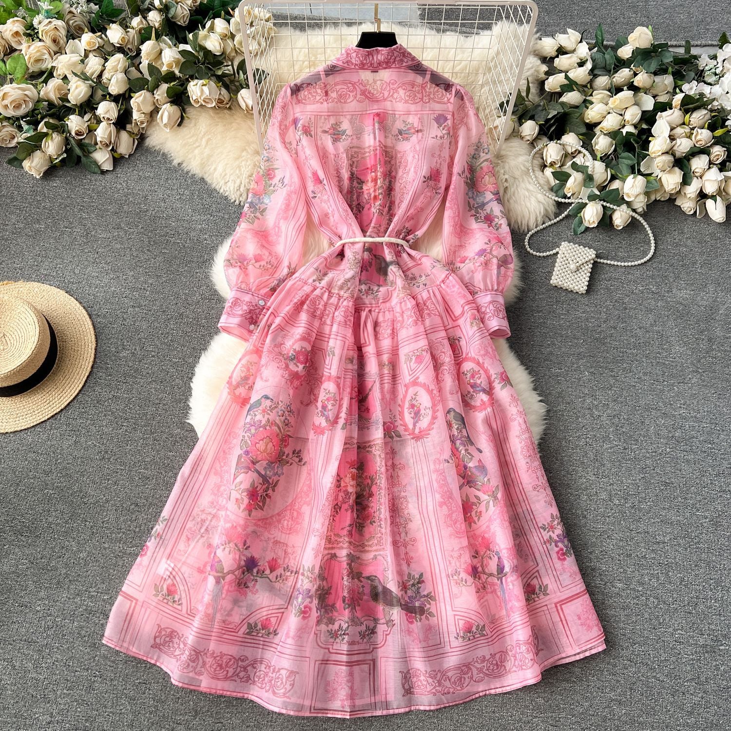 Women Vintage Print Maxi Dress 10