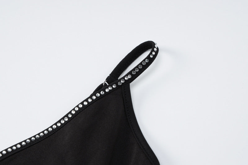 Autumn Women's Sexy Beaded Straps Slim Waist Low Back Furry Dress 10