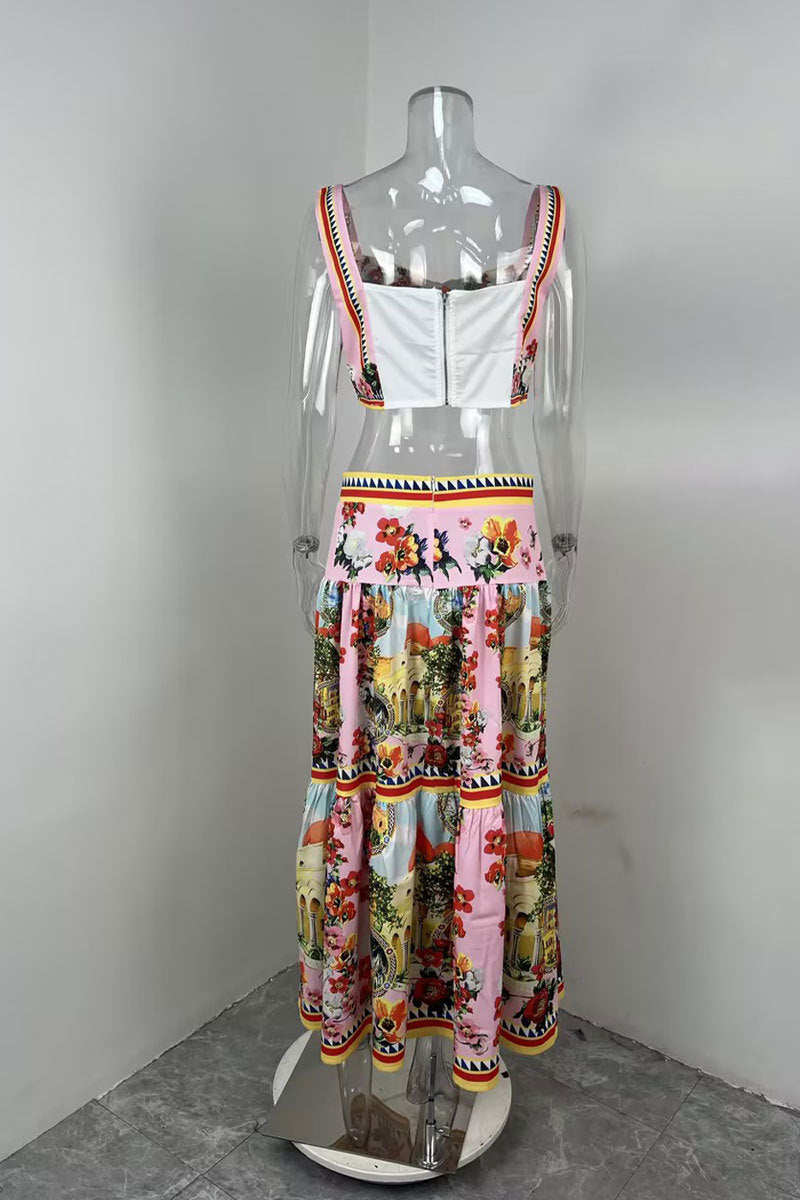 Women spring sexy Patchwork Strapless suspender skirt two-piece set 10