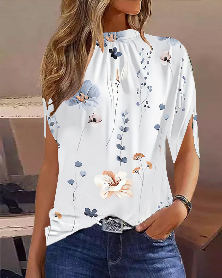Ladies Casual Round Neck Regular Pullover Digital Printed Shirt 6
