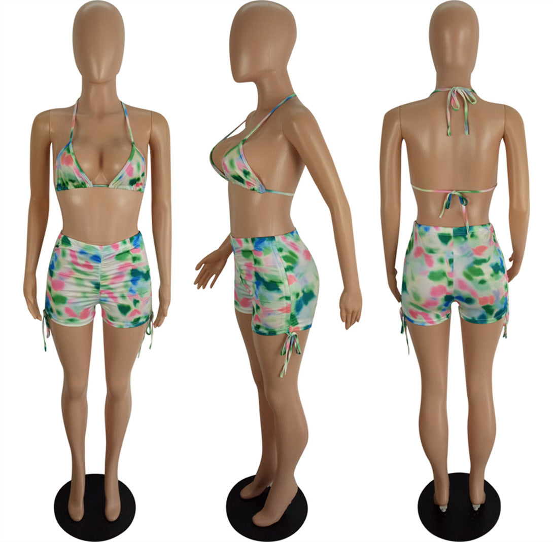 Spring And Summer Women's Sexy Multi-Color Printed Two-Piece Shorts Set 31
