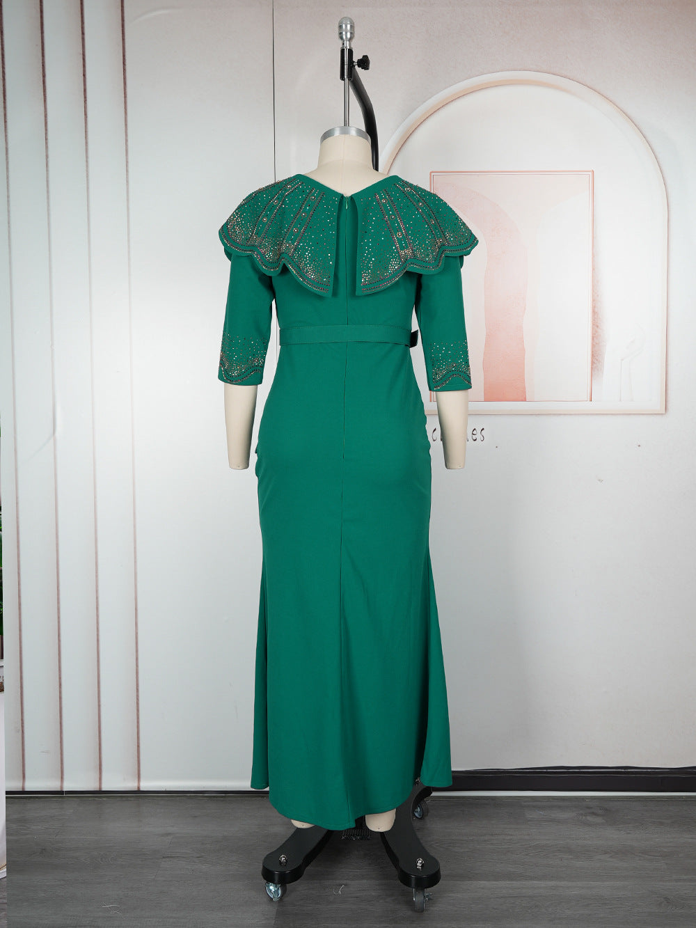 Africa Plus Size Women's Fashion Chic Elegant Formal Party Beaded V-Neck Dress 18