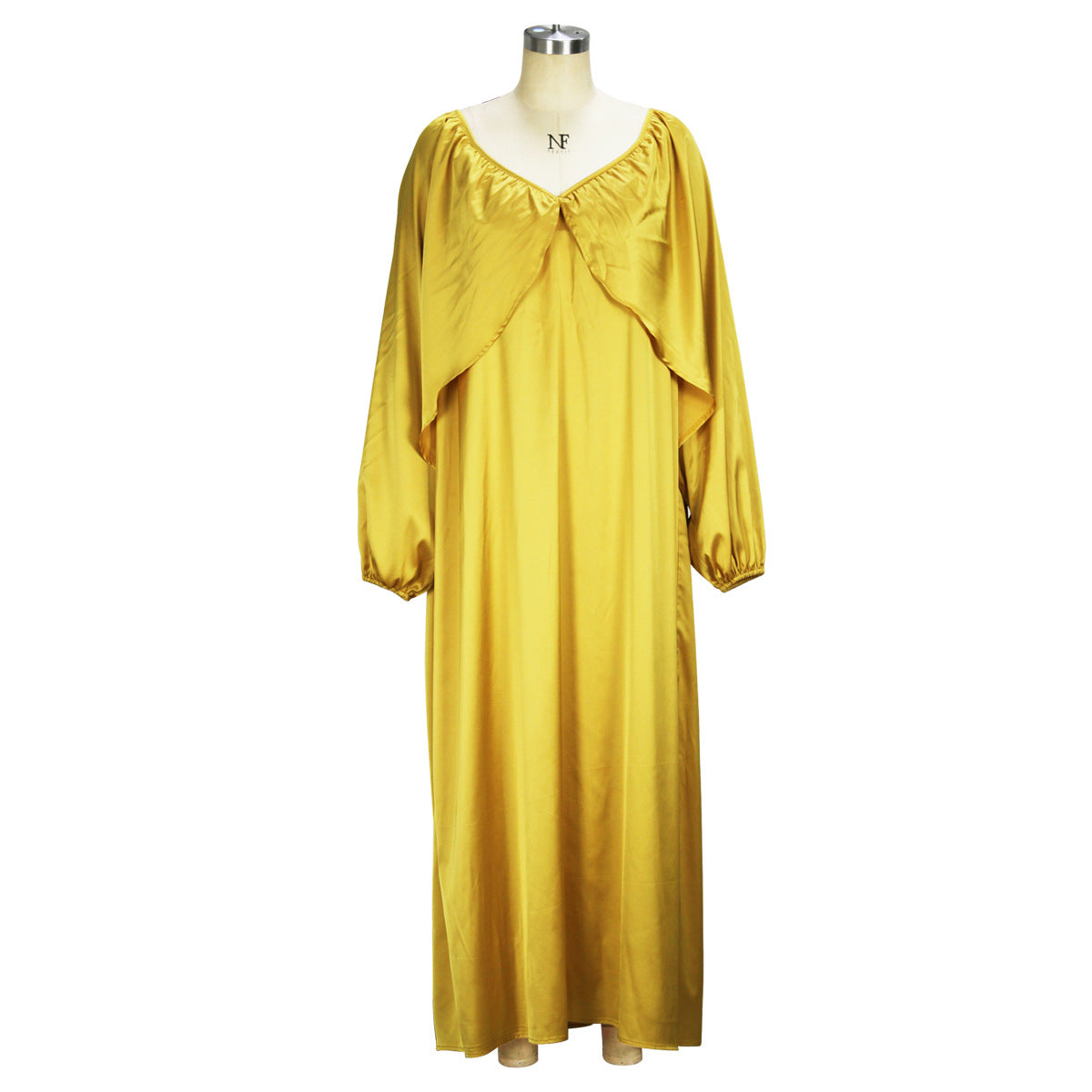 Women's Fashion Spring Autumn Chic Off Shoulder Sexy Dress Solid Color Color Bat Sleeves Maxi Dress 12