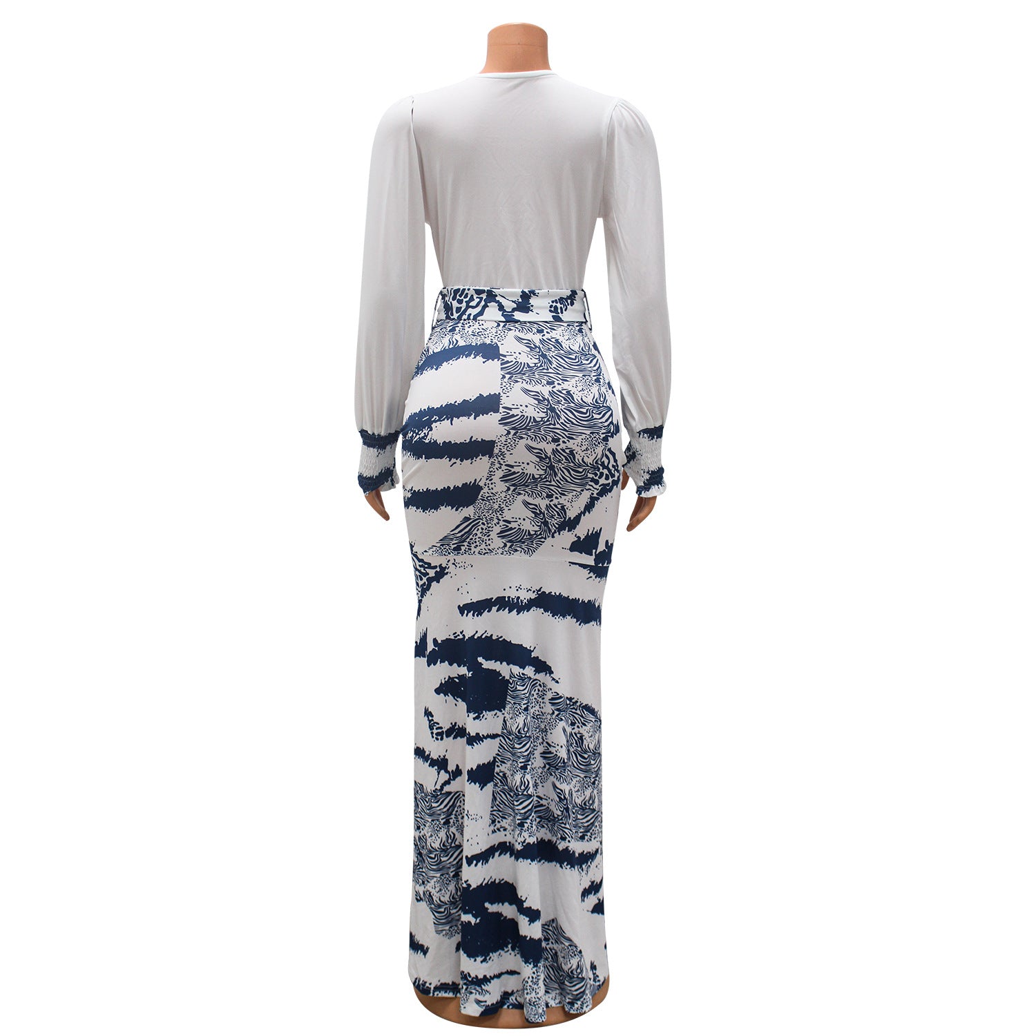 Women Patchwork Print Tie Dye Slit Dress 9