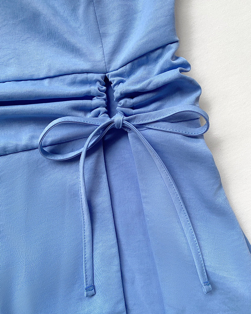 Fashion Lace-Up Strap Wide Leg Two Piece Shorts Set 4