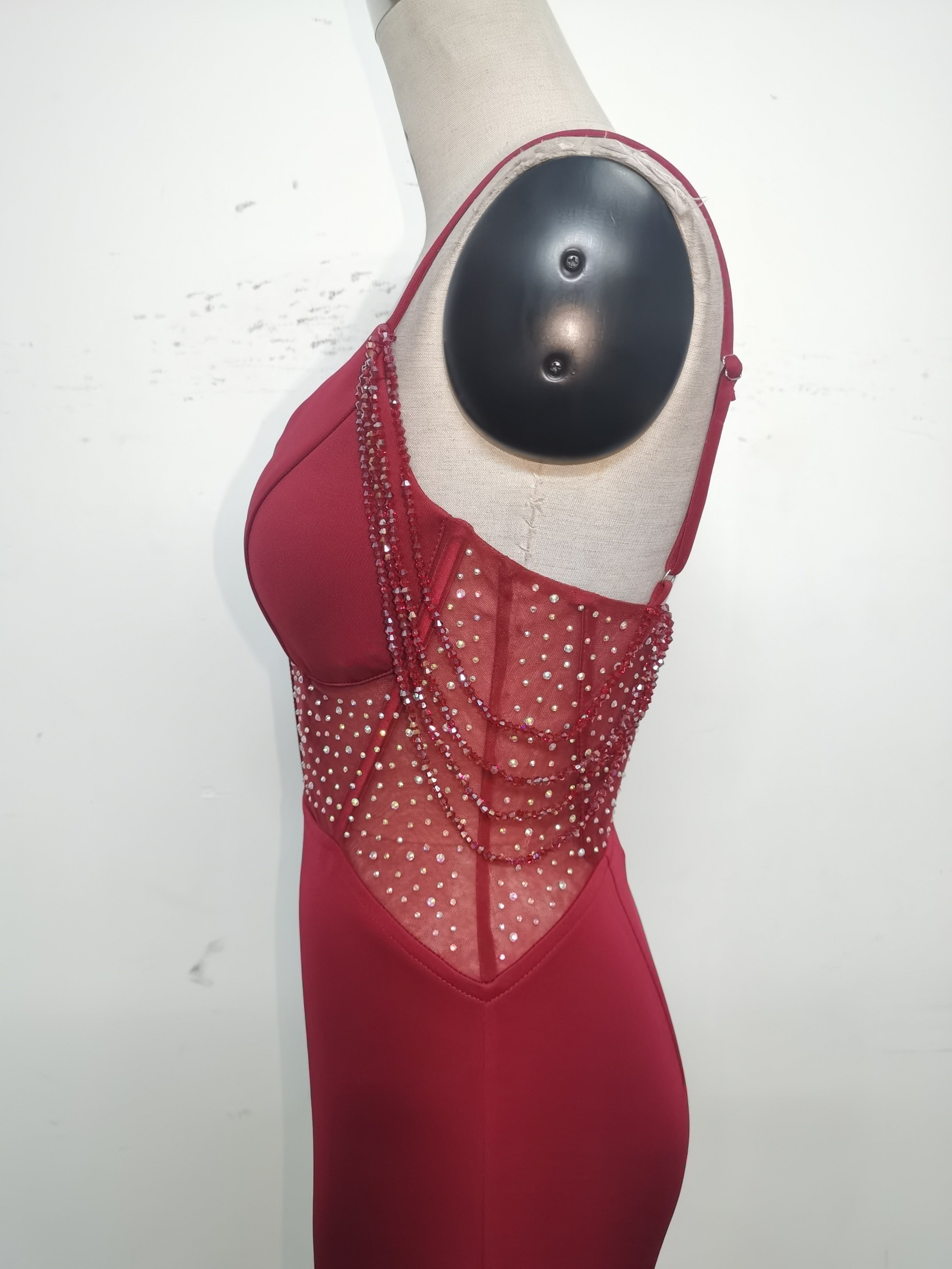 Gradient Sequins High Slit Slash Shoulder Sexy Evening Dress 24