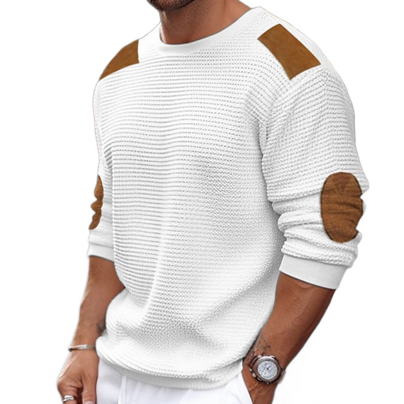 Autumn And Winter Men's Knitting Shirt Round Neck Long-Sleeved Patchwork Slim Pullover Sweater 10