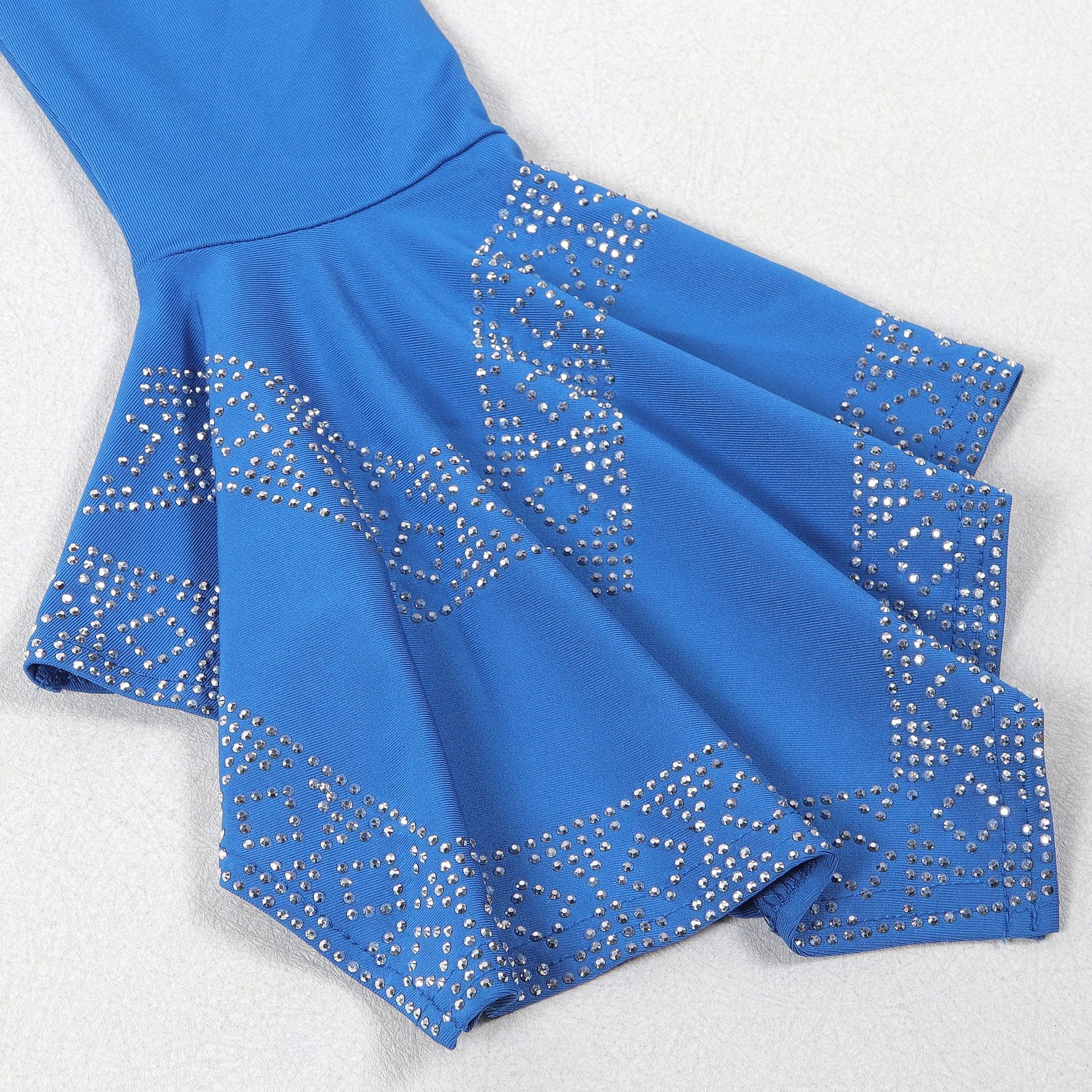 Women Sexy Beaded Stetchy Backless Slit Bodycon Dress 5