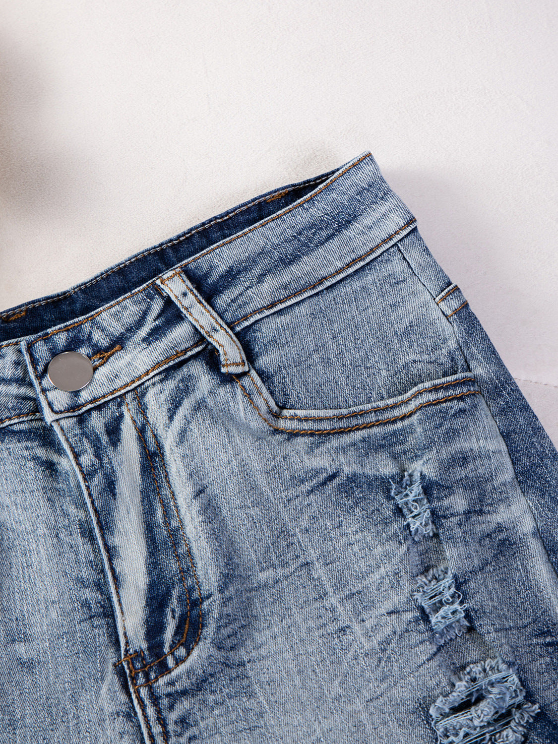 Sexy Casual High-Waist Plus Size Ripped Denim Shorts 8