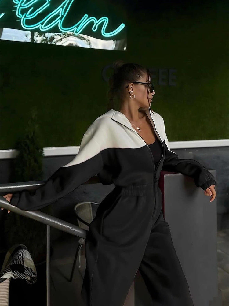 Women Sports Casual Contrast Jumpsuits 12