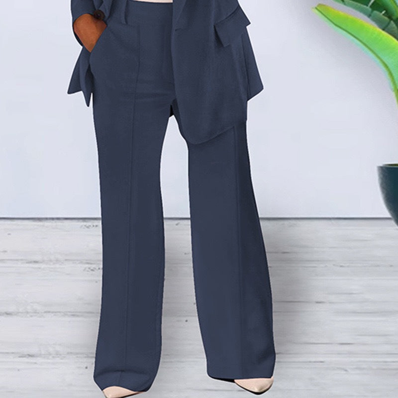 Spring/Summer Fashion Turn-Down Collar Blazer Pants Set 17