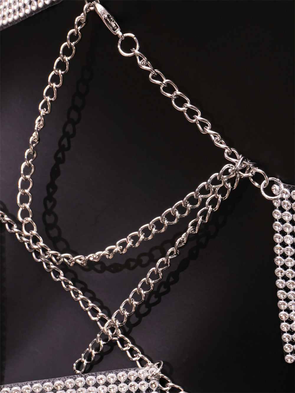 Women's Nightclub Style Sexy Diamond Sequin Checkered Two Piece Skirt Set 23