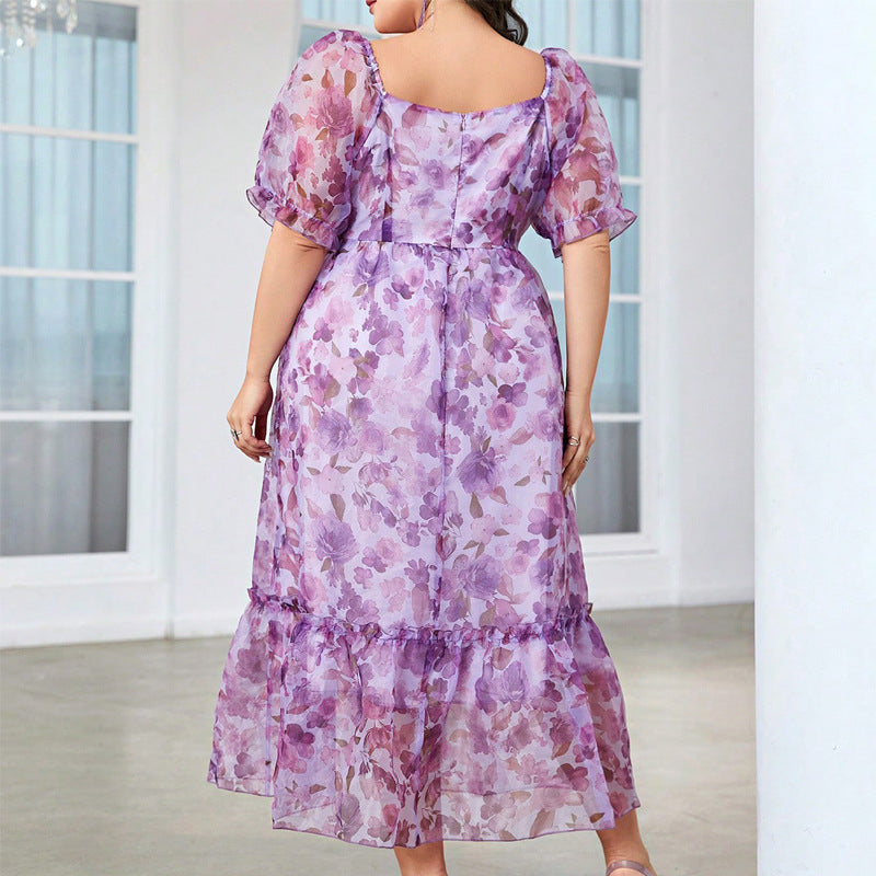 Women Summer French Floral Maxi Dress 3