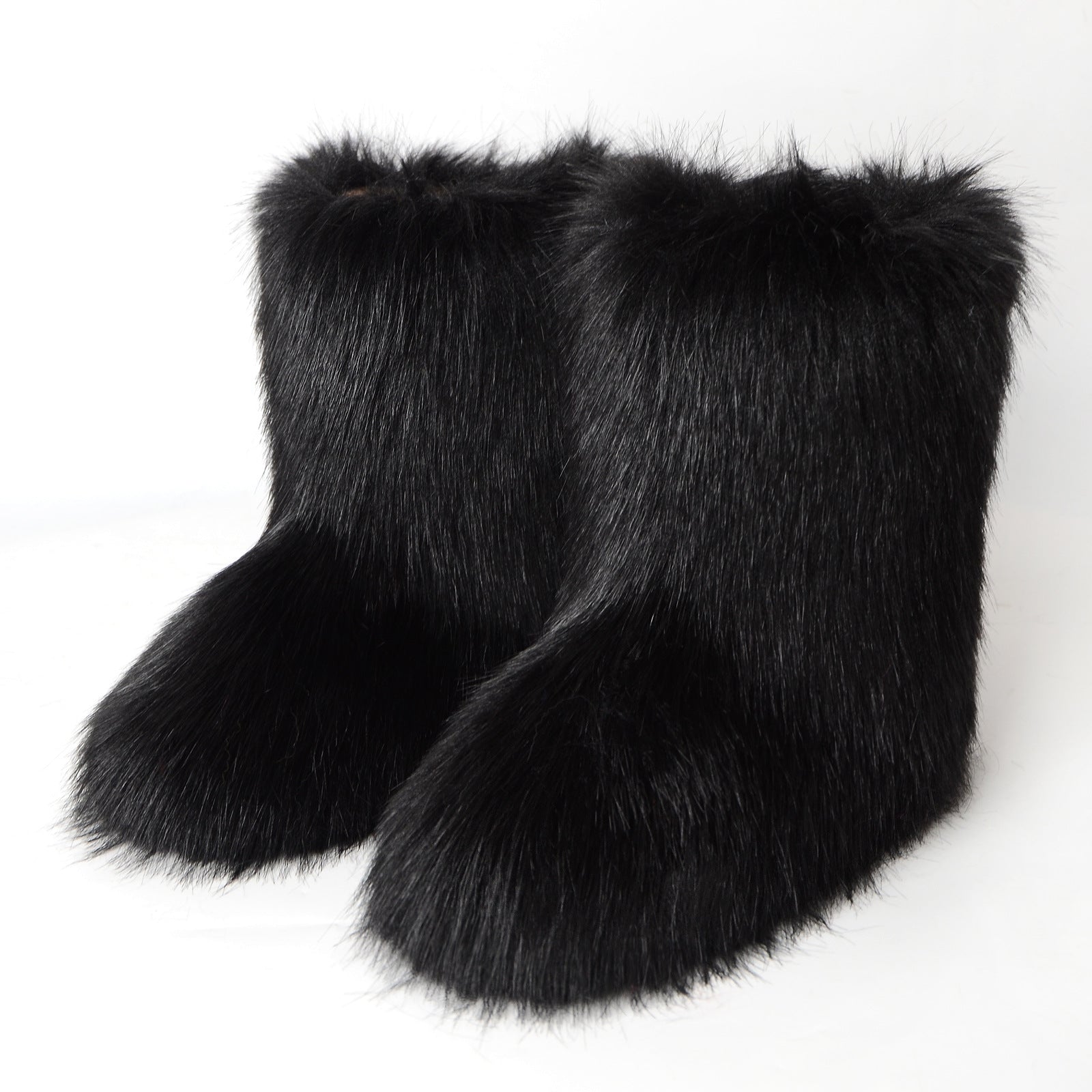 Women furry boots winter warm plus velvet mid-calf boots snow boots 11