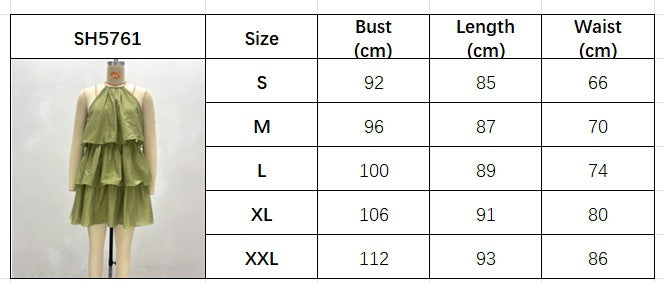 African Chic Sweet Halter Neck Sexy Sleeveless Solid Color Ruffled Mini Dress 9