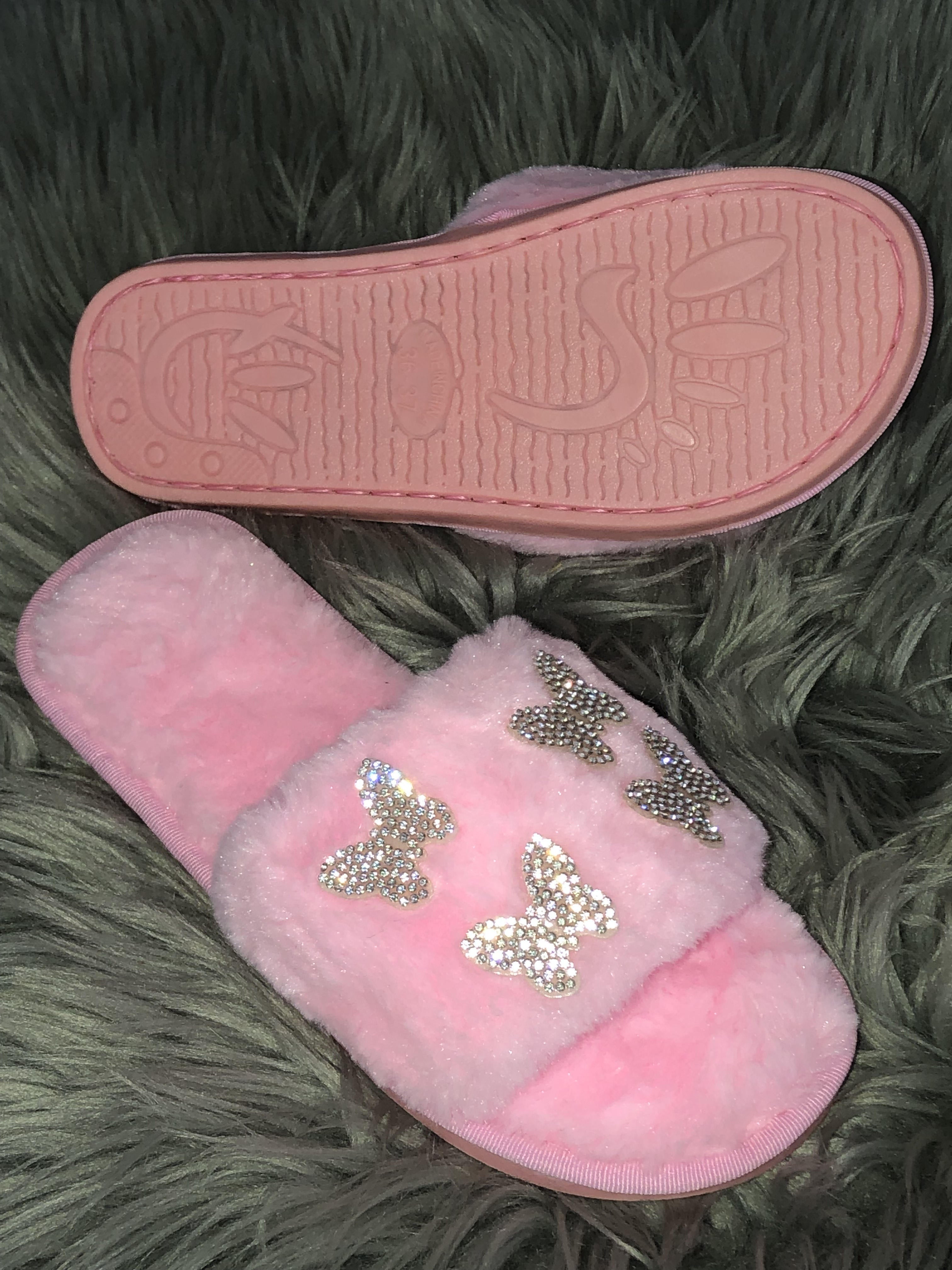 Women flat warm fur slides 19
