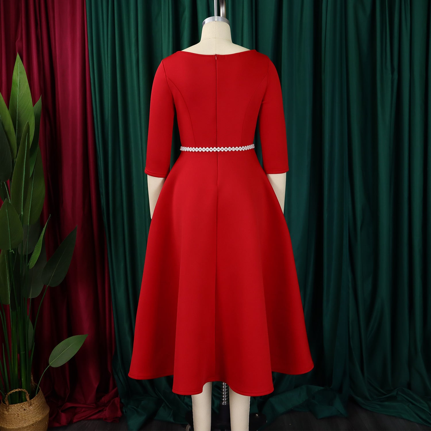 Autumn Winter Solid Color Elegant A-Line Chic Evening Dress 20