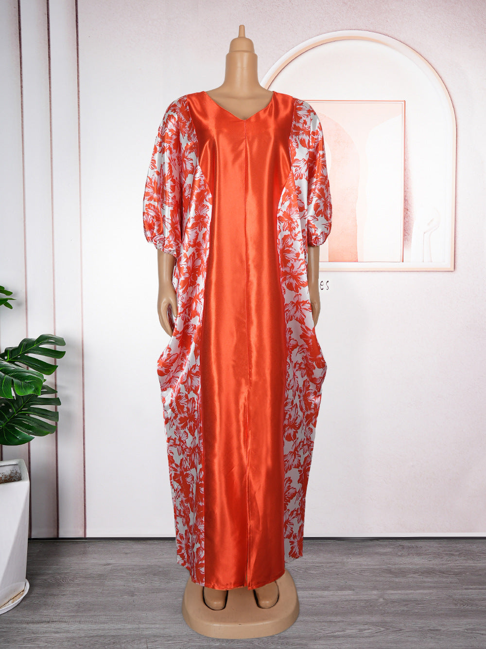 Plus Size Women's Robe African Color Block Print Dress 12