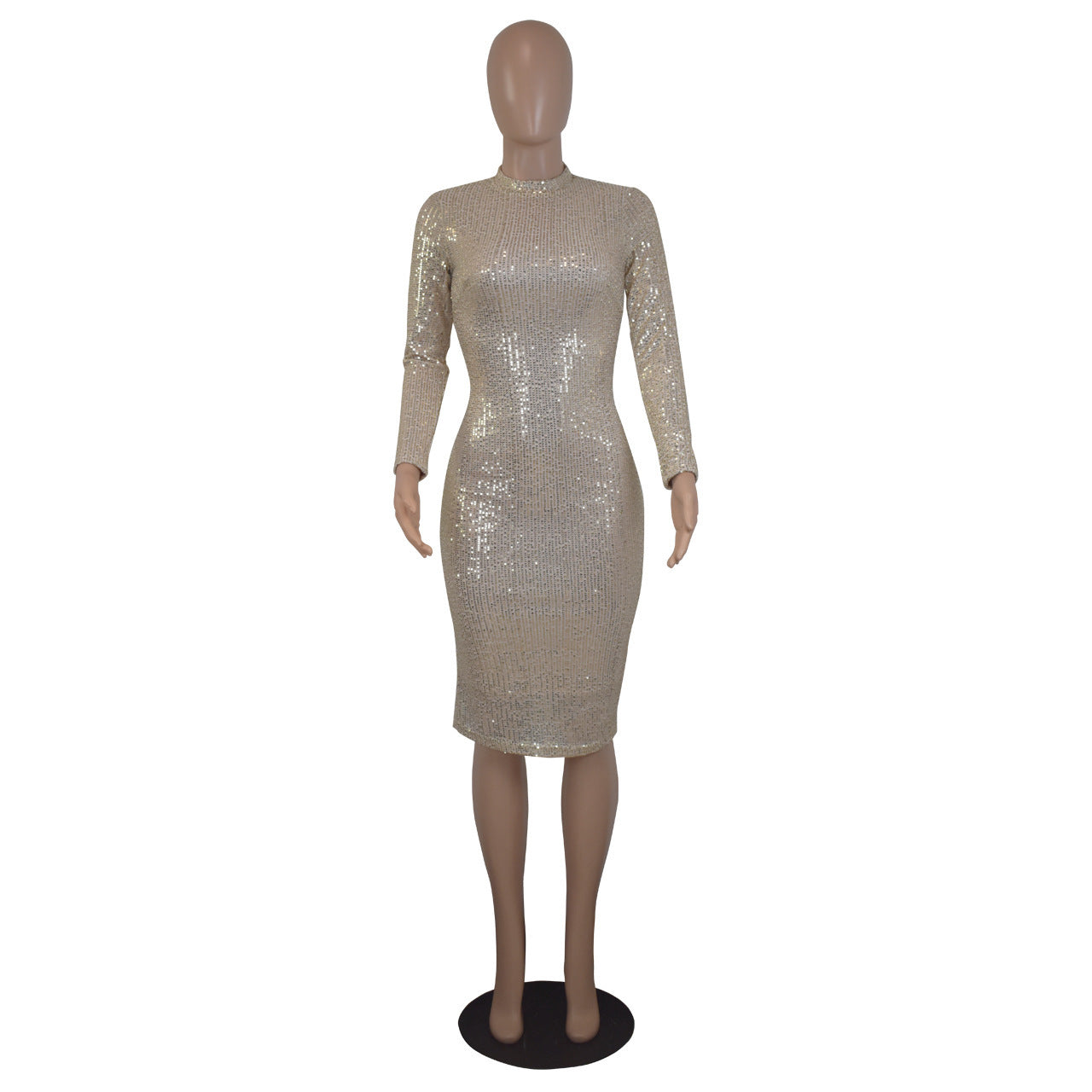 Women Fall Winter Sequin Long Sleeve Sexy Bodycon Dress 10