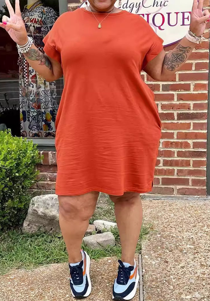 Plus Size Women Solid Casual Dress
