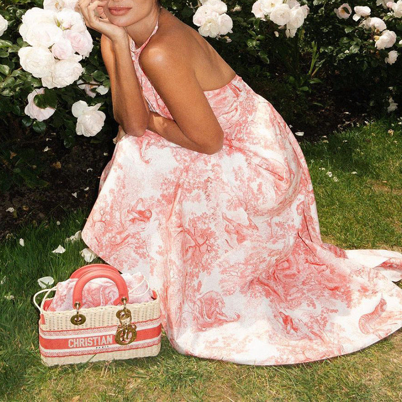 Women's Summer Ladies Fashion Sexy Low Back Printed Midi Dress 4